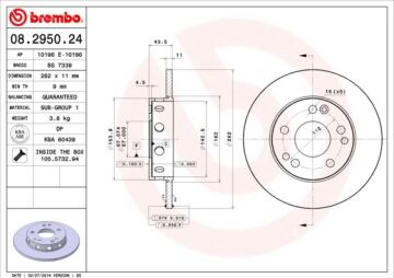 Fren Dıskı On Mercedes 190 W201 BREMBO 08295024