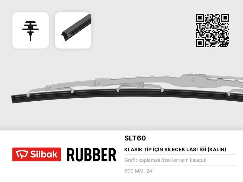 Silecek Lastiği 600Mm Tel Takılan Bosch-Swf- Mb-Volvo Volvo-Bmw Orj Lastiği-Palıo/Sıena Sürücü SILBAK SLT60