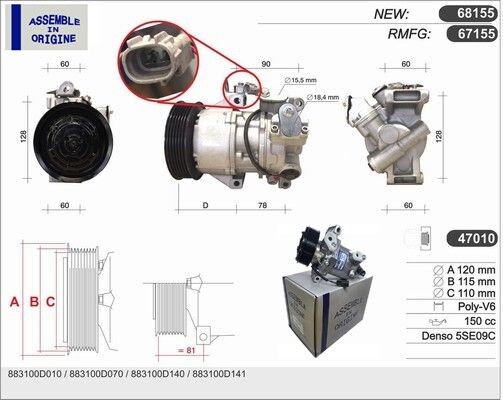 Klima Kompresörü Sıfır Ürün Toyota Yarıs Verso GUA 41279