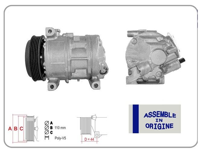 Klima Kompresörü Sıfır Ürün Fıat Doblo 10> Fıorıno 08> Grande Punto 05>15 Lınea 07> Punto Evo 09>1 4 Alfa Mıto 09>18 Opel Combo 12> 1.2 / 1.4 12V 5 Kanal 110Mm GUA 51319