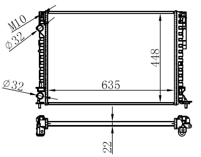 Radyatör Brazing Lgn 97-01 -Espace Iıı 99-02 1.6-1.8-2.0-1.9D Klimasız Mek 635X438x22 ORIS BRN044022
