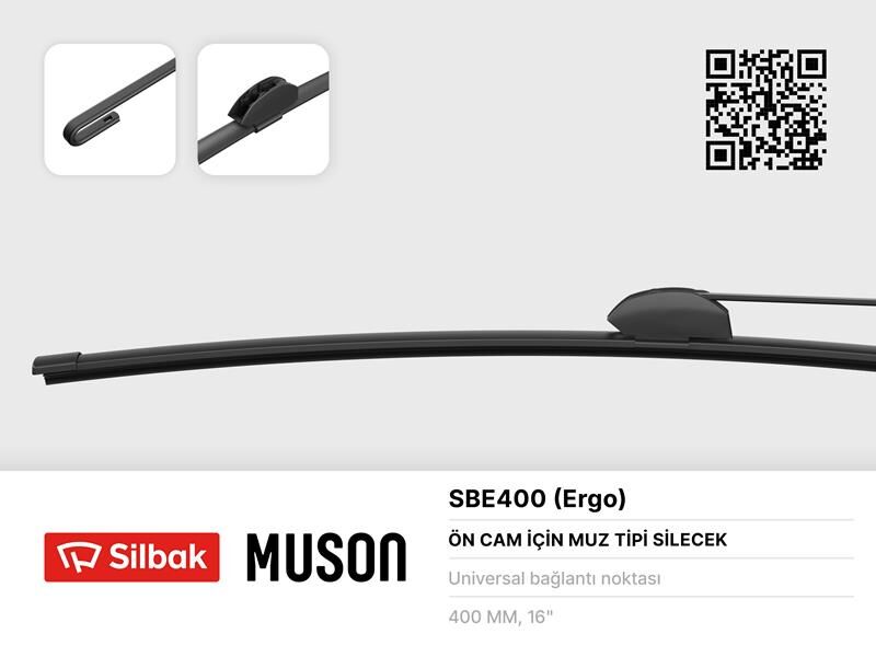 Silecek Süpürgesi Muz Tipi 400Mm Üniversal Kancalı Ergonomik SILBAK SBE400