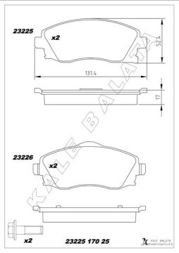 Ön Balata Combo C-Corsa C 1.3-1.7 Cdtı 01 > Merıva 03 > Tıgra 04 > Gdb1570 KALE 23225 170 25 ANS KD13