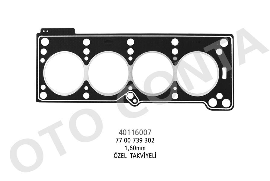 Silindir Kapak Contası Clıo I-Kangoo-Megane I-R19 1.4 E7f-E7j Lpg Li Araçlara Özel Takviyeli 1.60Mm Beyaz OTOCONTA 40116007