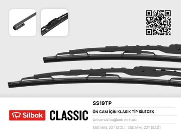 Silecek Süpürgesi 550Mm Berlıngo-Partner <-08 Boxer-Jumper-Ducato <-06 P206-P306-Xsara-P406 Sprınter -Vw Lt St -Transıt T12-T15 91>00 Mondeo Iıı 00>07 Fıesta Iv 01>08 Fusıon 01>12 Focus 98>04 SILBAK SS19TP
