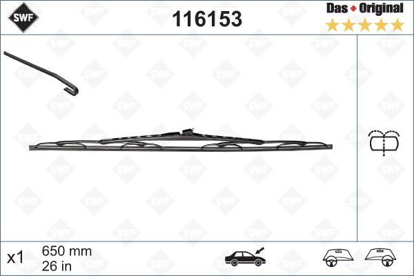 Sılecek Supurgesı On Sol 650Mm Mercedes Vıto W638 97>03 Swf VALEO 116153