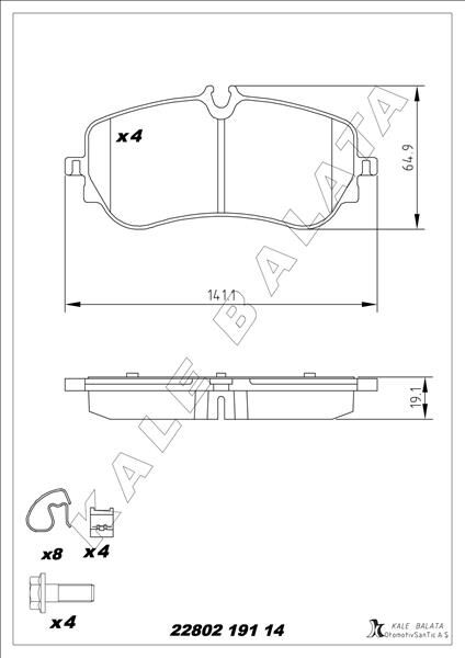 Balata Arka Tge Panelvan / Van-Platform Şasi 16- KALE 22802 191 14 MSH KD20