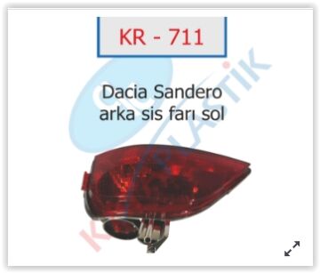 Arka Sis Far Lambası Sol Symbol-Mgn 4-Sandero Joy Model KAYA KR711