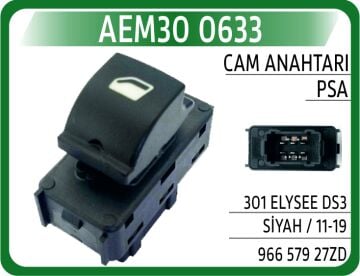 Cam Açma Düğmesi Anahtarı Ön Sağ-Sol Peugeot P301-Cıtroen C-Elysee 12> Ds3 10>15 AEM30 0633