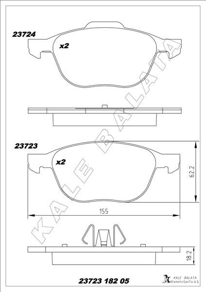 Ön Balata Focus 04>18 Cmax 07>19 Kuga I -Iı 08>14 Volvo V40 19> C30 06>12 S70 08>13S40 04>12 V50 04>12 Mazda 3 03>09 5 05>09 KALE 23723 182 05 ANS KD13