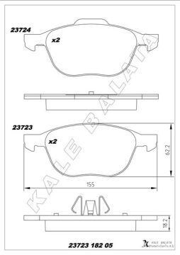 Ön Balata Focus 04>18 Cmax 07>19 Kuga I -Iı 08>14 Volvo V40 19> C30 06>12 S70 08>13S40 04>12 V50 04>12 Mazda 3 03>09 5 05>09 KALE 23723 182 05 ANS KD13