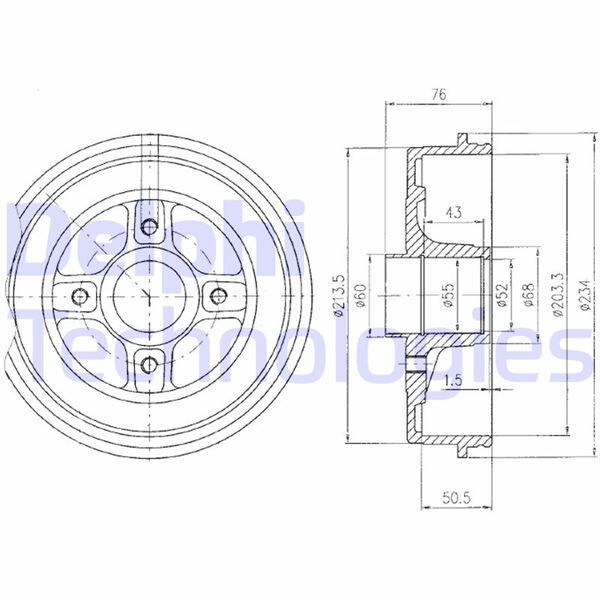 Fren Kampanası Arka Renault Kangoo 97> - 203.3 / 50.5 Mm DELPHI BF423