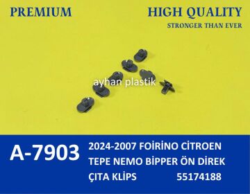 Ön Direk Çıta Klipsi Fıat Fiorino 07> Citroen Nemo 09> Peugeot Bipper 09> Ön Direk Çıta Klips AYHAN A7903
