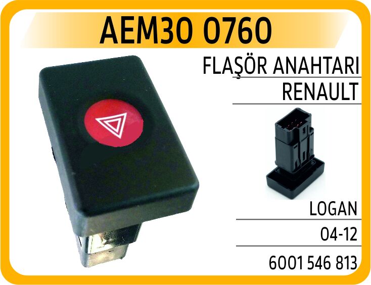 Flaşör Anahtarı Renault Logan 04-12 AEM30 0760