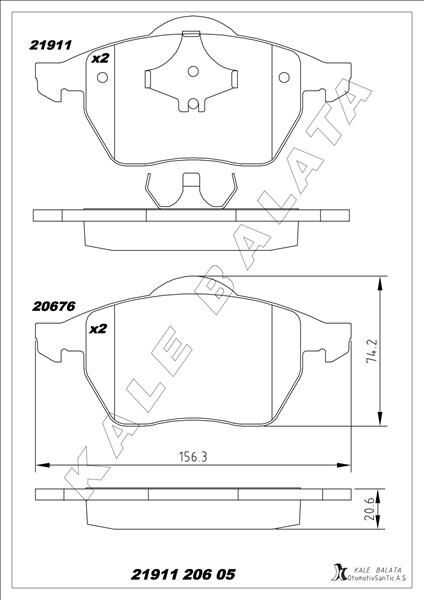 Disk Fren Balatası Ön Bora 1998-2005-Golf Iıı-Iv-New Beetle 1999-2010-Passata3 1996-2003-Tt 98-06 KALE 21911 206 05 ANS KD13