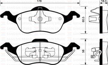 Ön Fren Balata Ford Focus 1.4L 1.6L 1.8L 2.0L 98-04 SANGSIN SP1259