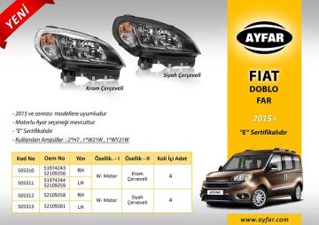Far Sağ Krom Çerçeveli Fıat Doblo 15> AYFAR 505310