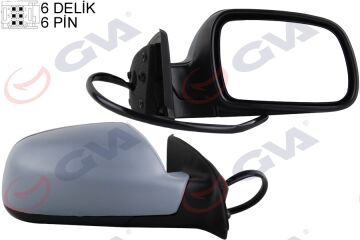Dış Dikiz Aynası Sağ 307 02> Elektrikli Isıtmalı Astarlı Sensörlü Konveks 6 Fiş Vm-207Ehpsr GVA 1043310