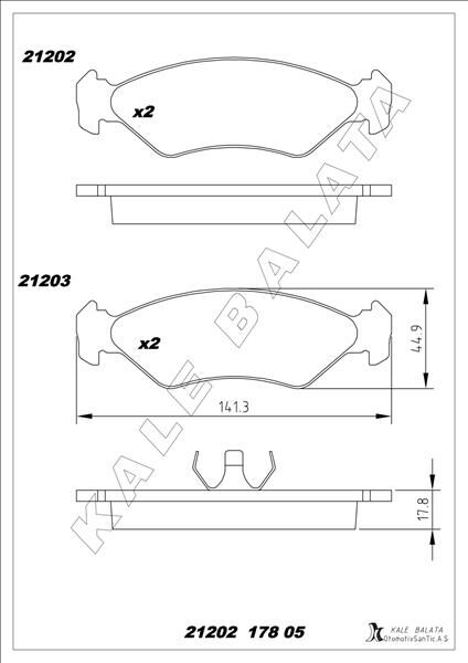 Ön Balata Fıesta1.0 1.3 1.4 1.8 D 95 >Ford Ka 1.0 1.3 96 > Mazda 121 96 > KALE 21202 178 05 ANS KD13