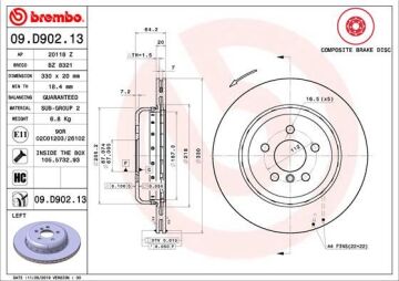 Fren Dıskı Arka Sol Bmw G20 G21 G28 G22 G23 G26 G30 G31 G32 G11 G12 G08 G01 G02 G05 G29 BREMBO 09D90213