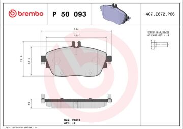 Fren Balatası On Mercedes W176 W246 C117 X117 X156 BREMBO P50093