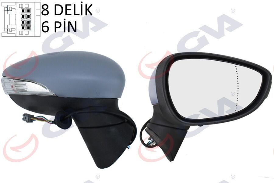 Dış Dikiz Aynası Sağ Ford Fiesta 08> Elektrikli Isıtmalı Astarlı 6Pin 6 Fiş Vm-6313Ehpar GVA 1037170