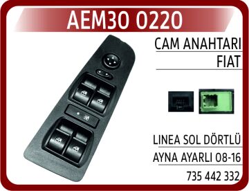 Cam Anahtarı Grubu Ön Sol Dış Dikiz Ayna Kumadası İle Fiat Lınea Çerçeveli AEM30 0220