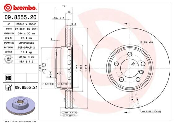 Fren Dıskı On Land Rover Range Rover Iıı Vogue L322 05>12 BREMBO 09855521