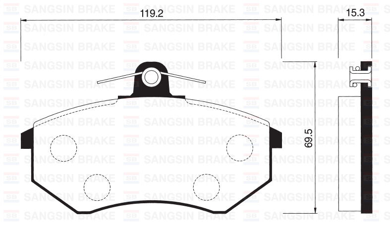 Ön Fren Balata İnce Vw Golf Iı Iıı / Polo Classıc 95-> / Passat 88-97 / Caddy 95-04 / Seat Cordoba / Ibıza Gdb1048-Gdb1044 SANGSIN SP1043