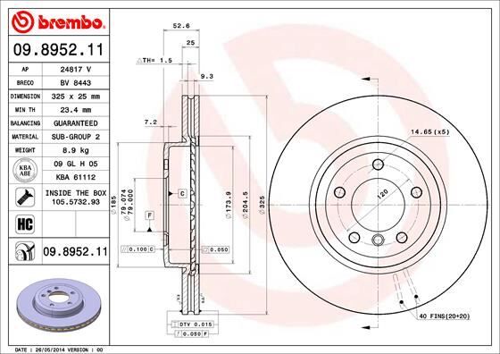 Fren Dıskı On Bmw E46 E85 E86 BREMBO 09895211