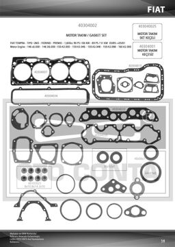 Motor Takım Contası Slx Tipo Tmpr 304001 Keçeli Subap Lastikli OTOCONTA 40304002