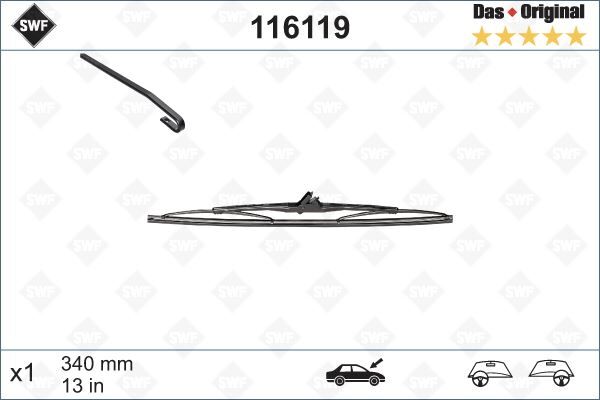 Silecek Süpürgesi Arka Golf3-Golf4 340 Mm VALEO 116119