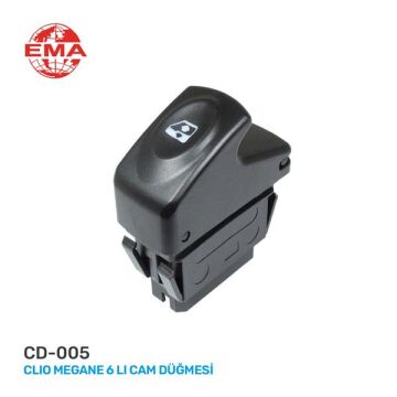 Cam Açma Anahtarı Sol Megane I-Clıo Iı-Kangoo 98-05 6 Fiş-Tekli EMA CD-005