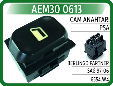 Cam Açma Anahtarı On Sağ Peugeot Partner Iı-Berlıngo Iı 03-08 -Xsara-Xantıa 5 Fişli AEM30 0613