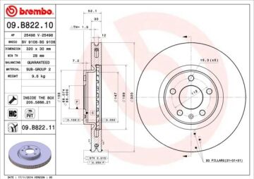 Ön Fren Aynası A4-A5-A6-A7-Q5 320X30x28xhavalı BREMBO 09B82211