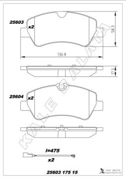 Arka Balata Ford Tourneo Custom-Transıt Custom 2.2 Tdcı 12 > Kablolu KALE 25603 175 15 ANS KD20