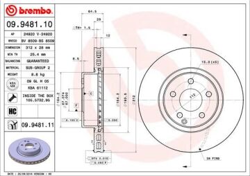 Fren Dıskı On Mercedes C219 W211 S211 BREMBO 09948111