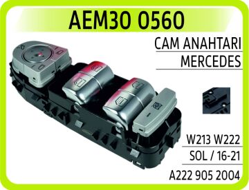Cam Acma Salterı On Sol Perdelı. Beyaz Isık. Sıyah 9051 Mercedes S-Class W222 AEM30 0560