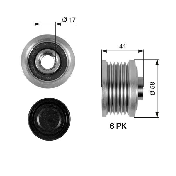 Alternatör Kasnağı Fıat Bravo Iı 06> Doblo Iıı 10> Linea 09> Punto 05> Stılo 04>07 Ducato 11> 1.6D Mjet 1.9D Mjet 2.0D Mjet 6 Kanal GATES OAP7052