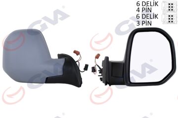 Dış Dikiz Aynası Sağ Berlıngo-Partner 08> Elektrikli Isıtmalı Sensörlü Astarlı Konveks Vm-6118Ehpsr GVA 1045160