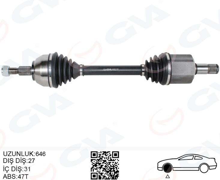 Ön Aks Komple Sol Kuga I 2.0 Tdcı 08>14 Power. Otom. 6 Vitesli Çift Kavrama 4X4 646 Mm Diş 27 İ Ç Dişli 31 GVA 4434003