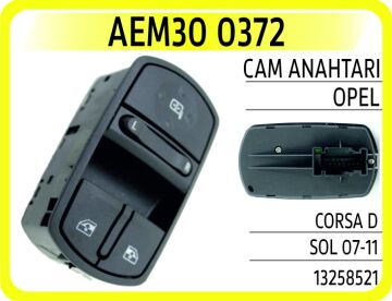 Cam Açma Anahtarı Düğmesi Sol İkili Opel Corsa D 06>14 AEM30 0372