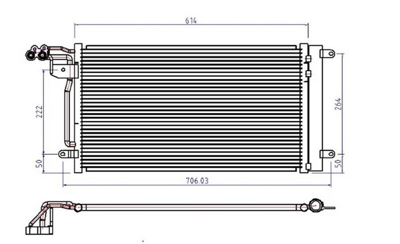 Klima Kondenseri Ibıza V-Polo 09>Fabıa 10>1.2-1.2Tsı-1.4-1.2Tdı-1.6Tdı 615X334x16 ORIS CVW608016