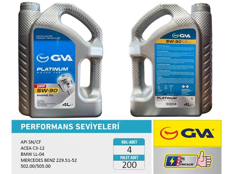 Motor Yağı 5W30 4 Lt Platınum Partiküllü-Dpf Tam Sentetik Apı Sn/Cf GVA 9920152