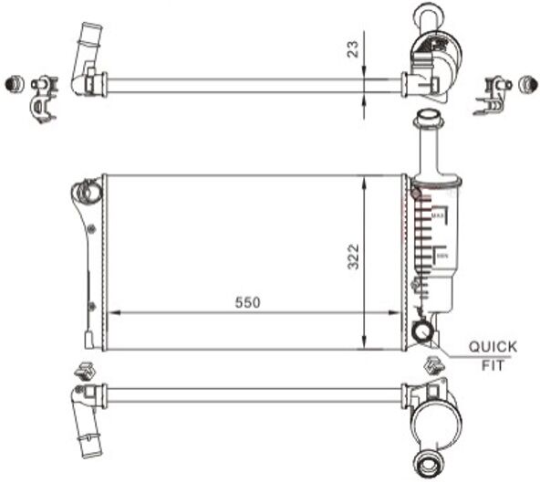 Radyatör Fıat Panda 07>11 Mekanik 540X322x18 ORIS MFI378023