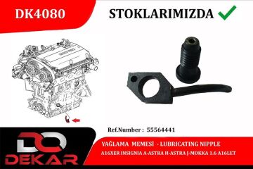 Piston Yağ Fiskiye Memesi Yağlama Jeti Astra J-Insıgnıa A-Astra H-Zafıra B-Mokka-Merıva A-Vectra C 1.6 A16xer-Let-Z16let-Xnt DEKAR DK4080