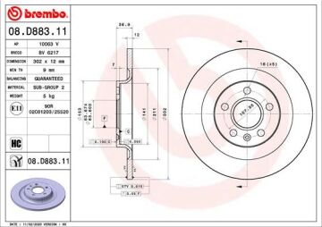 Arka Fren Diski Volvo Xc40 536 2017 >2021 > Cap 302X 5 Bıjon 16 İnç BREMBO 08D88311