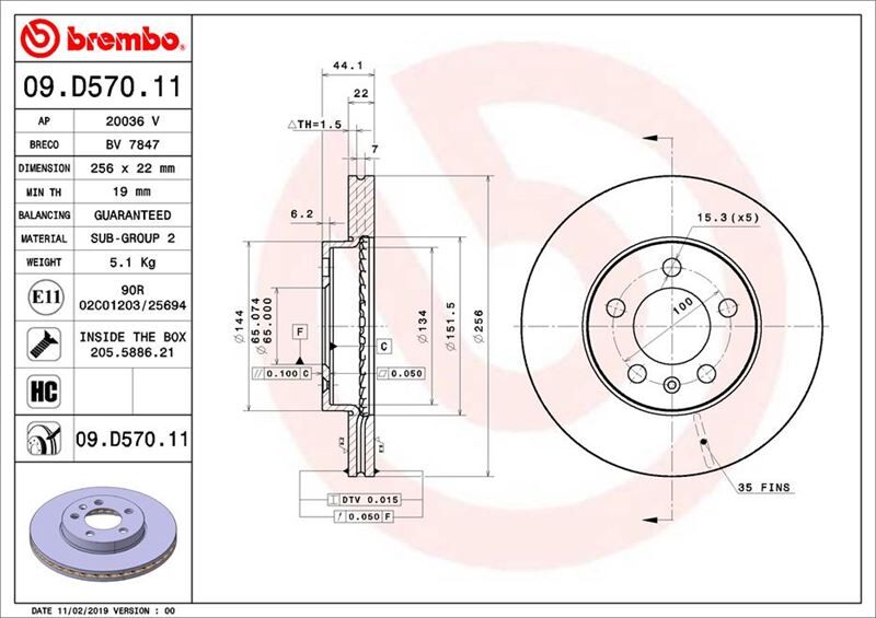 Ön Fren Aynası Polo Vı 18 >Ibıza V 17 >A1 19 >Kamıq-Scala 19 > 256X22x5dlxhavalı 0986479F32-Df6584 BREMBO 09D57011