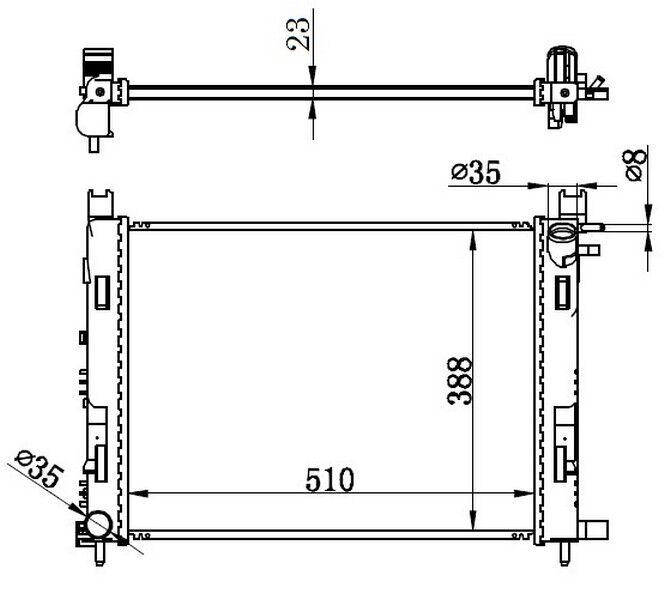 Motor Su Radyatoru Captur I 12> Clıo Iv 12> Dokker 12> Symbol Iıı 14> Sandero Iı 12> 0.9 Tce 1.2 Tce 1.5 Dcı 1.6 506X414x18 Brazing ORIS MRN072023