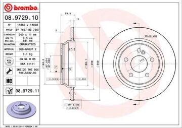 Fren Dıskı Arka Mercedes S-Class W220 98>05 BREMBO 08972911